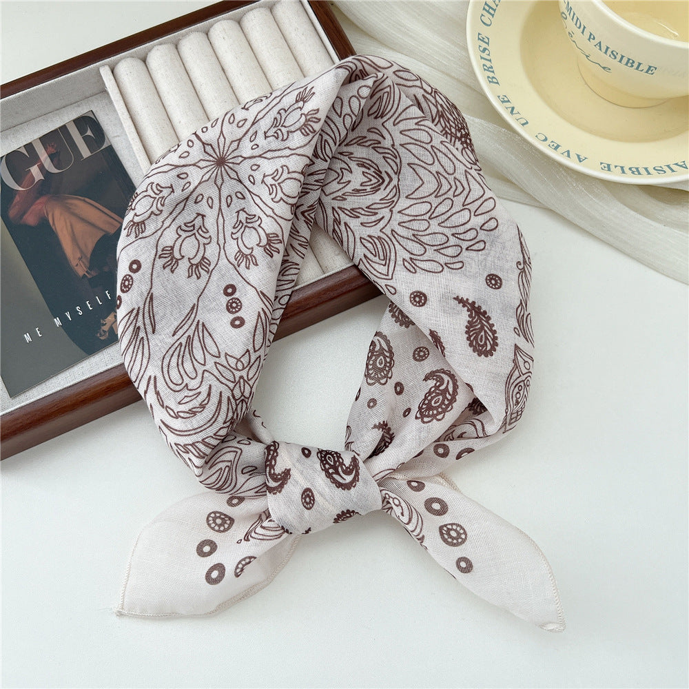 Small Square Towel Silk Female Autumn Summer Bandana Headband Scarfs