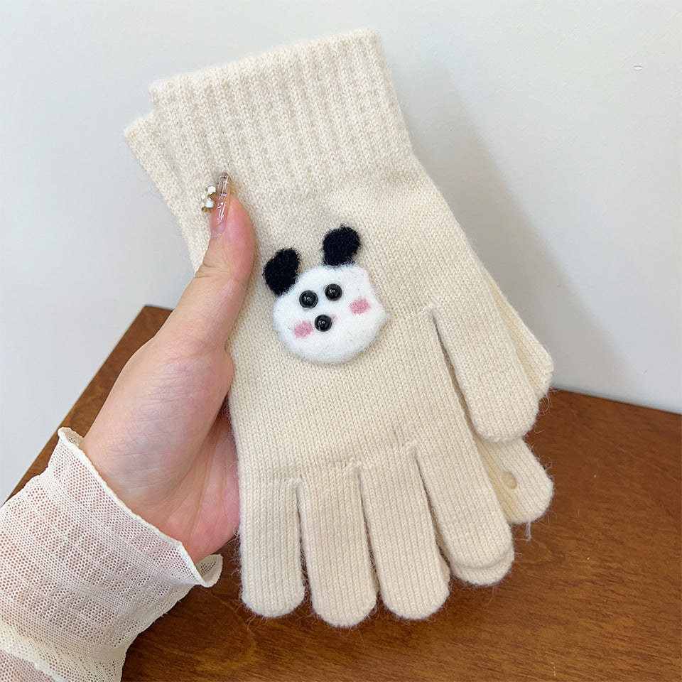 Women's Plush Small Animal Knitted Thermal Cold Protection Thickening Gloves