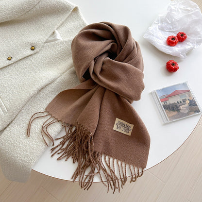 Women's Korean Double-sided Artificial Cashmere Pure Color Warm Scarfs