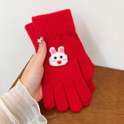 Women's Plush Small Animal Knitted Thermal Cold Protection Thickening Gloves