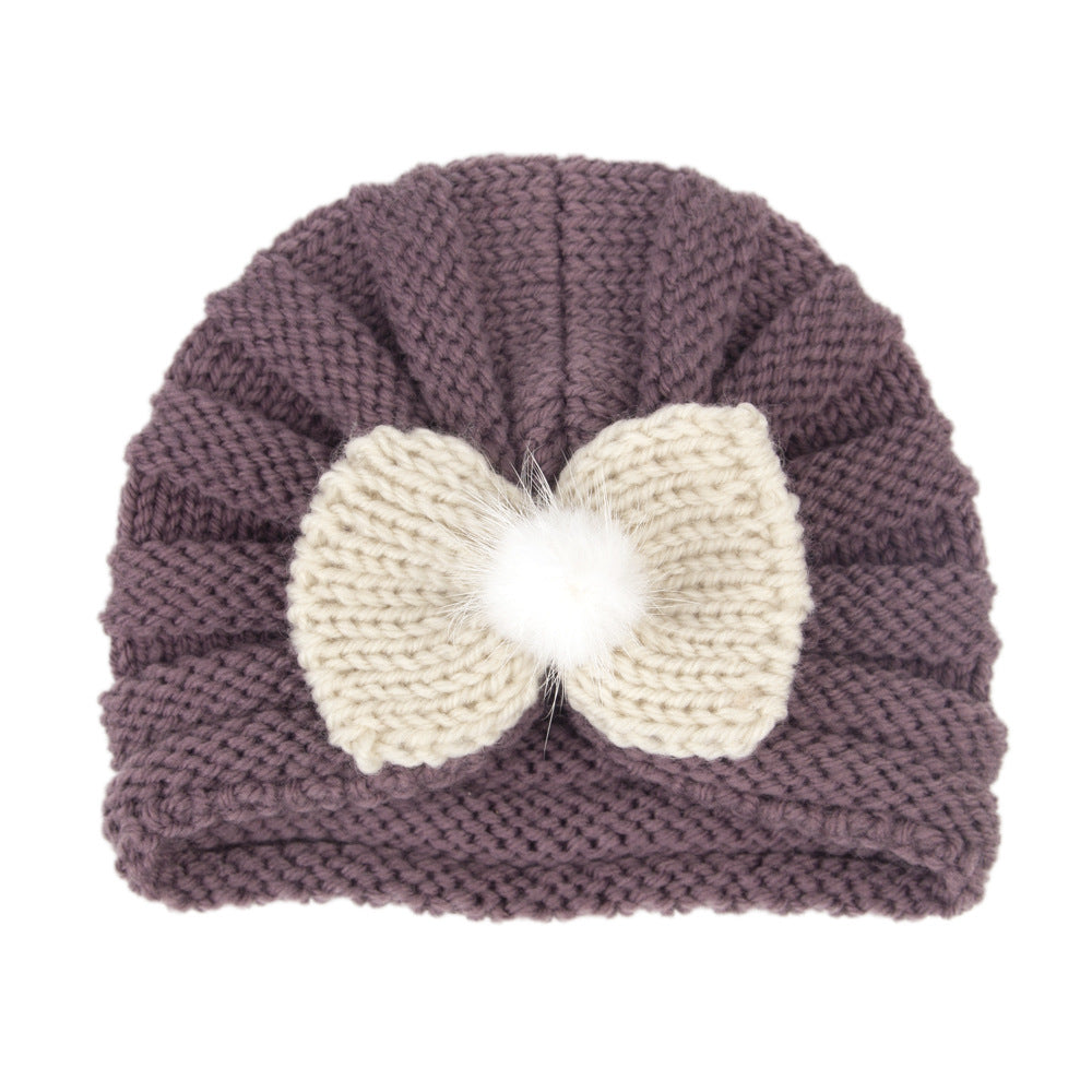 Children's Hat Solid Color Infant Bow Hair Kids' Headwear