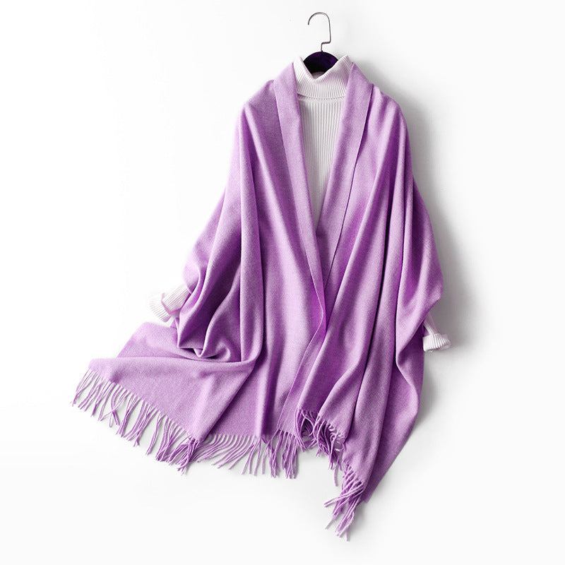 Women's Korean Solid Color Long Thickened Wool Scarfs