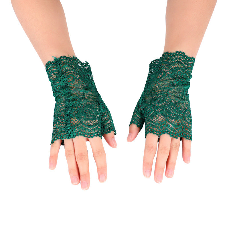 Women's Half Lace Driving Sun Protection Scar Gloves