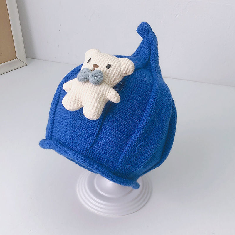 Children's Male Female Cute Super Knitted Bear Head Kids' Headwear