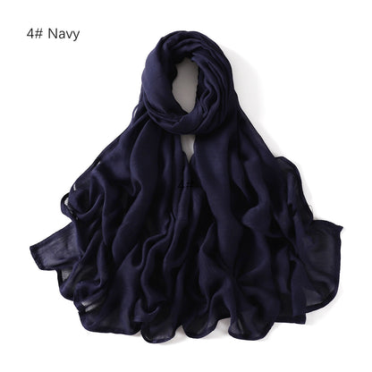 Wide Brim Thin Modal Monochrome Rayon Breathable Shawl Cotton Scarfs