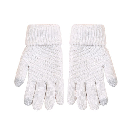 Women's Pattern Jacquard Fleece Lining Thickened Outdoor Cycling Warm Gloves