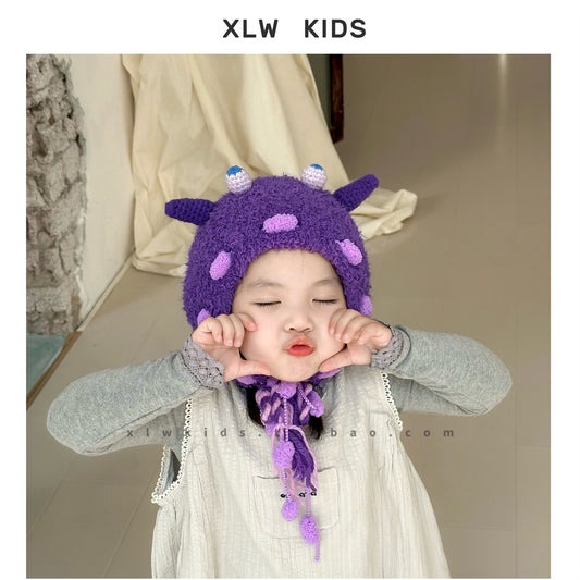 Children's Knitted Hat Cartoon Funny Wool Keep Kids' Headwear