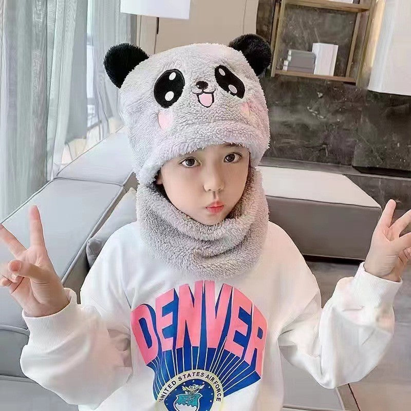 Children's Plush Bonnet Boys Thickened Warm Earflaps Kids' Headwear