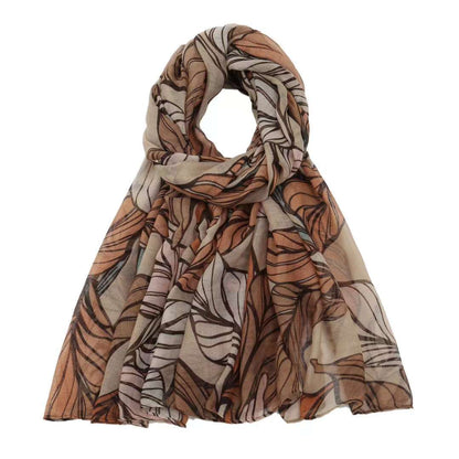 Versatile Vintage Printed Voile Breathable Elegant Lightweight Sun Scarfs