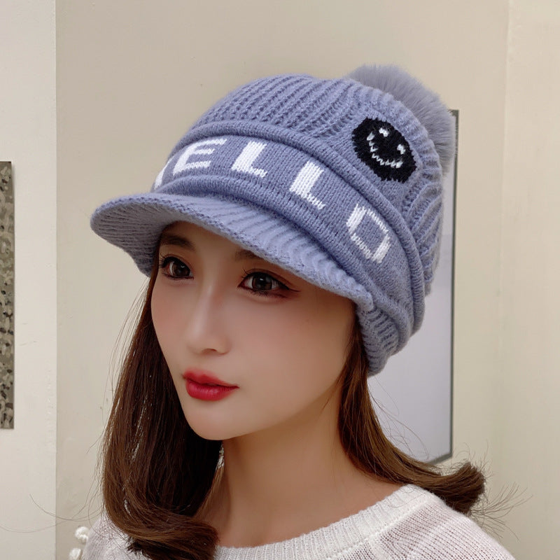 Women's Style Fashion Letter Embroidery Woolen With Brim Plus Hats & Caps