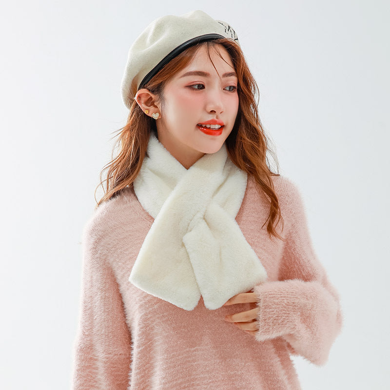 Versatile Solid Color Plush Bandana Warm Scarfs