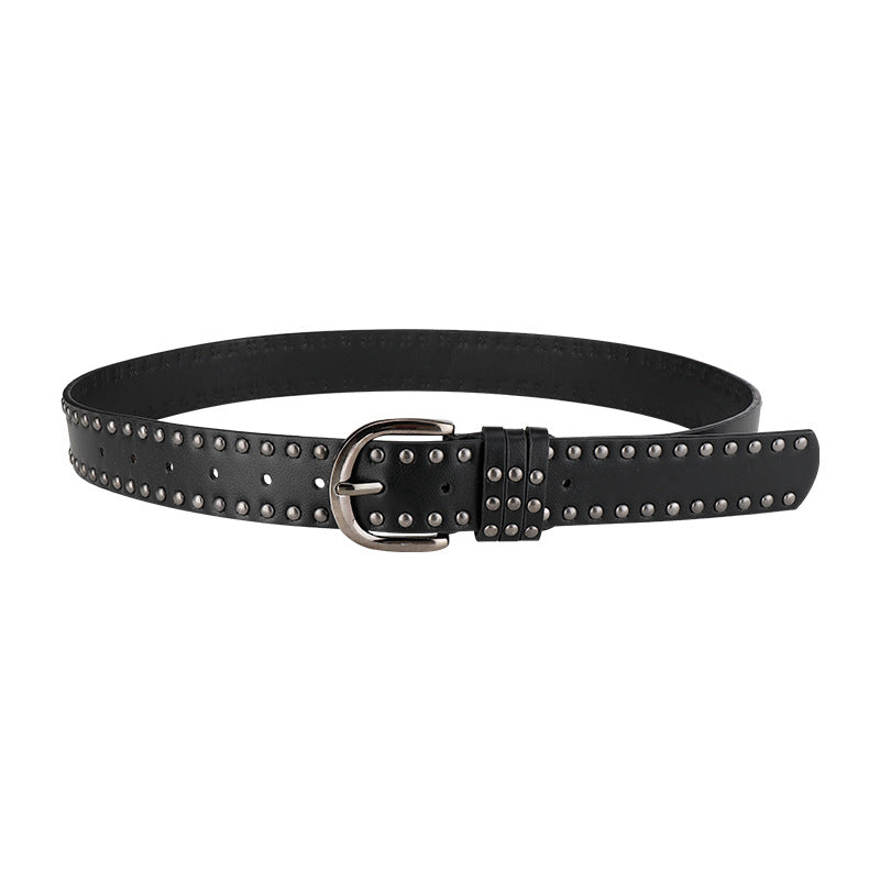 Women's White Punk Vintage Summer Rivet Versatile Belts