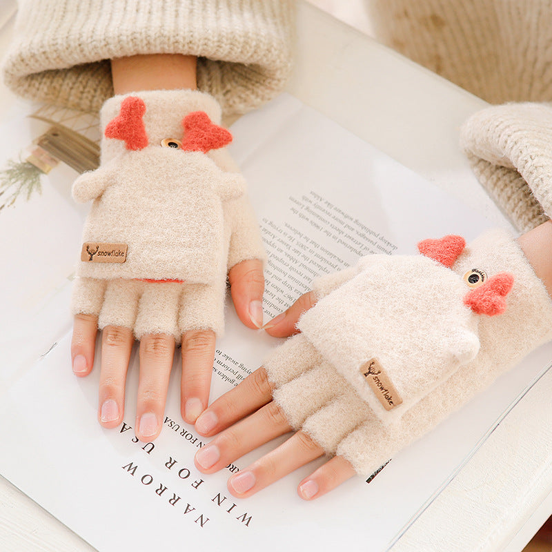 Half Finger Knitted Warm Writing Cycling Gloves