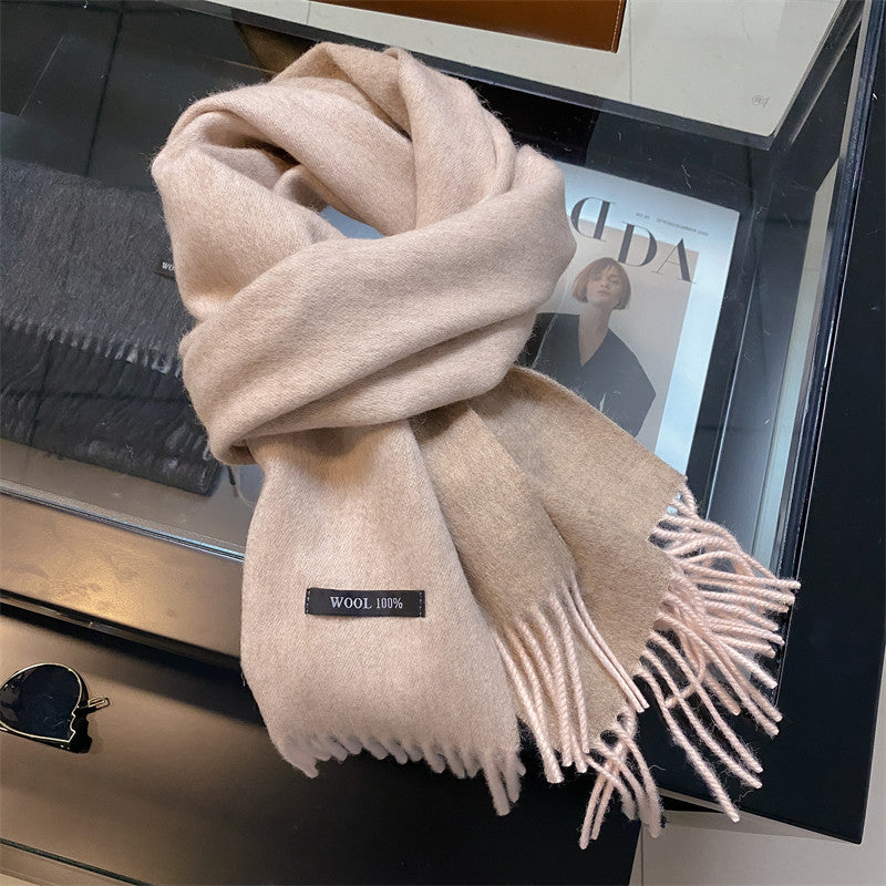 Women's & Men's Double-sided Solid Color Matching Tassel Threading Scarfs