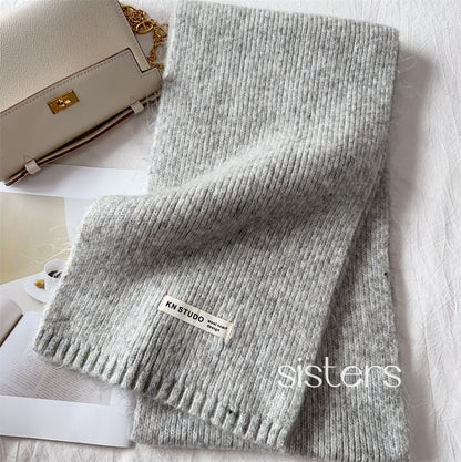 Knitted Solid Color Female Thickened Couple Scarfs