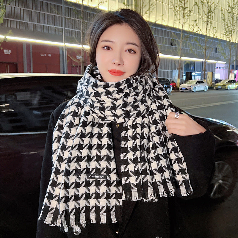 Women's High-grade Plaid Shawl Autumn Versatile Fashion Double-sided Scarfs