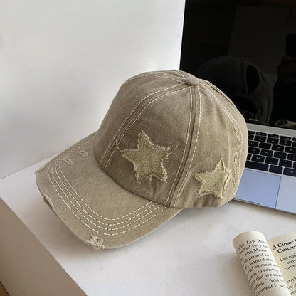 Women's Retro Tattered Jeans Baseball Korean Big Hats & Caps