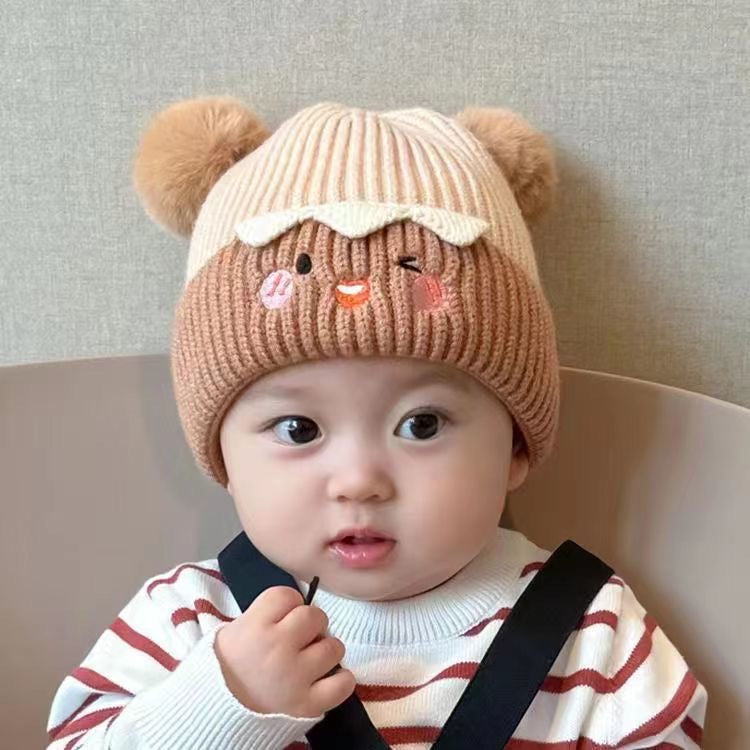 Cartoon Thermal Fur Ball Woolen Boys Kids' Headwear