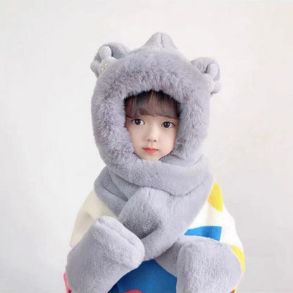 Children's Hat One-piece Boys Plush Three-piece Thickened Kids' Headwear