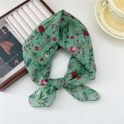 Women's Band Cotton Linen Small Square Towel Scarfs