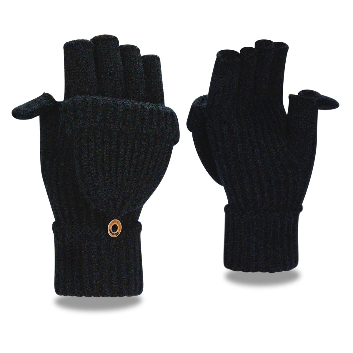 Women's & Men's Winter Half Finger Flip Knitted Thickened Warm Wool Gloves