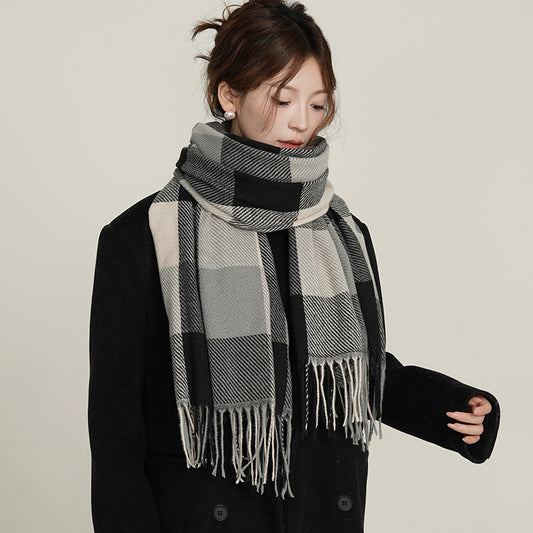 Women's Style Artificial Cashmere Classic Plaid Casual Tassel Scarfs