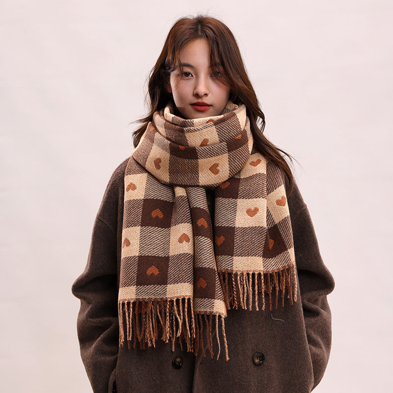 Women's Plaid Korean Thickened British Shawl High-grade Scarfs