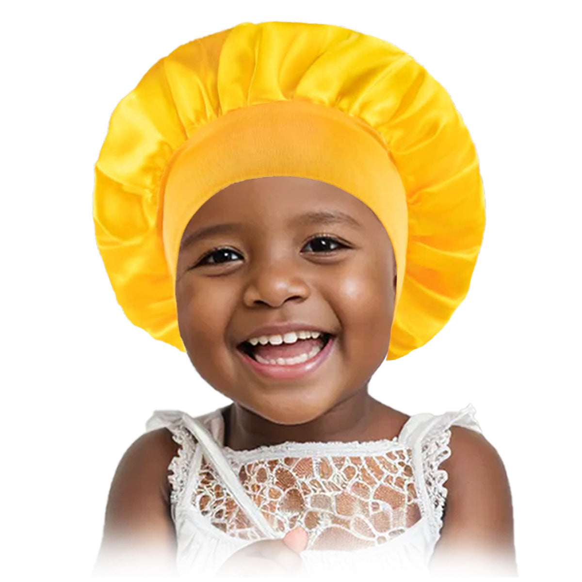 Children's Color Wide-brimmed Stretch Satin Nightcap Fashion Hair Care Kids' Headwear