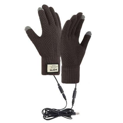 Men's Charging Heating Touch Screen Wool Fleece-lined Thickened Gloves