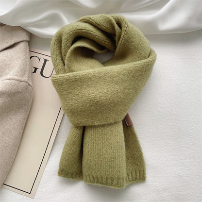 Color Korean Style White Soft Knitted Scarfs