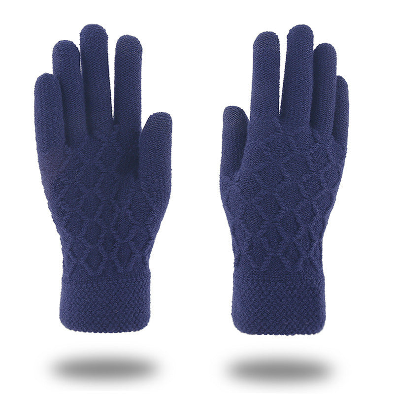 Men's Fleece-lined Thermal Knitting Wool Windproof Outdoor Driving Gloves