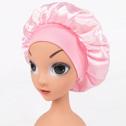 Children's Color Wide-brimmed Stretch Satin Nightcap Fashion Hair Care Kids' Headwear