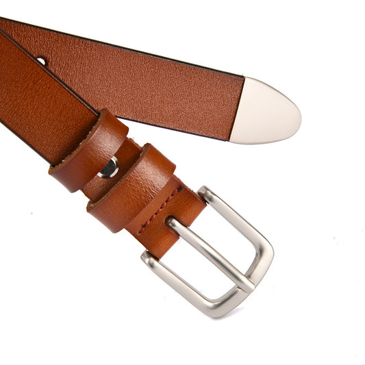 Women's Genuine Leather Fashion Cattlehide Square Buckle Belts