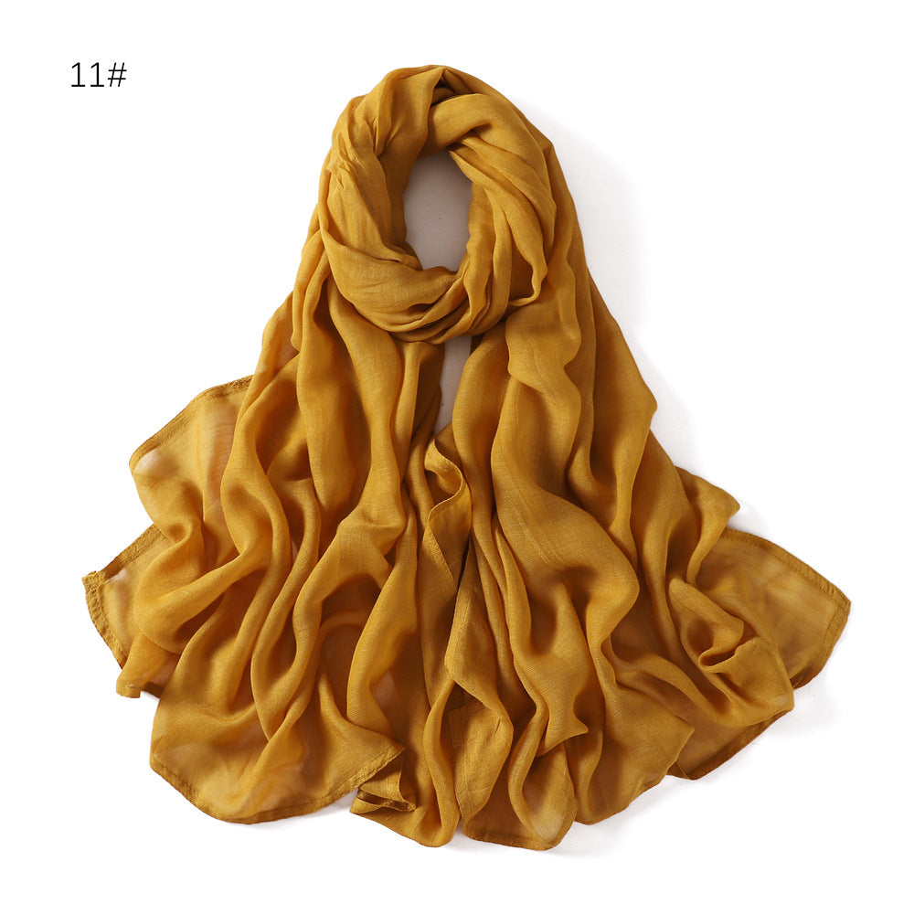 Wide Brim Thin Modal Monochrome Rayon Breathable Shawl Cotton Scarfs