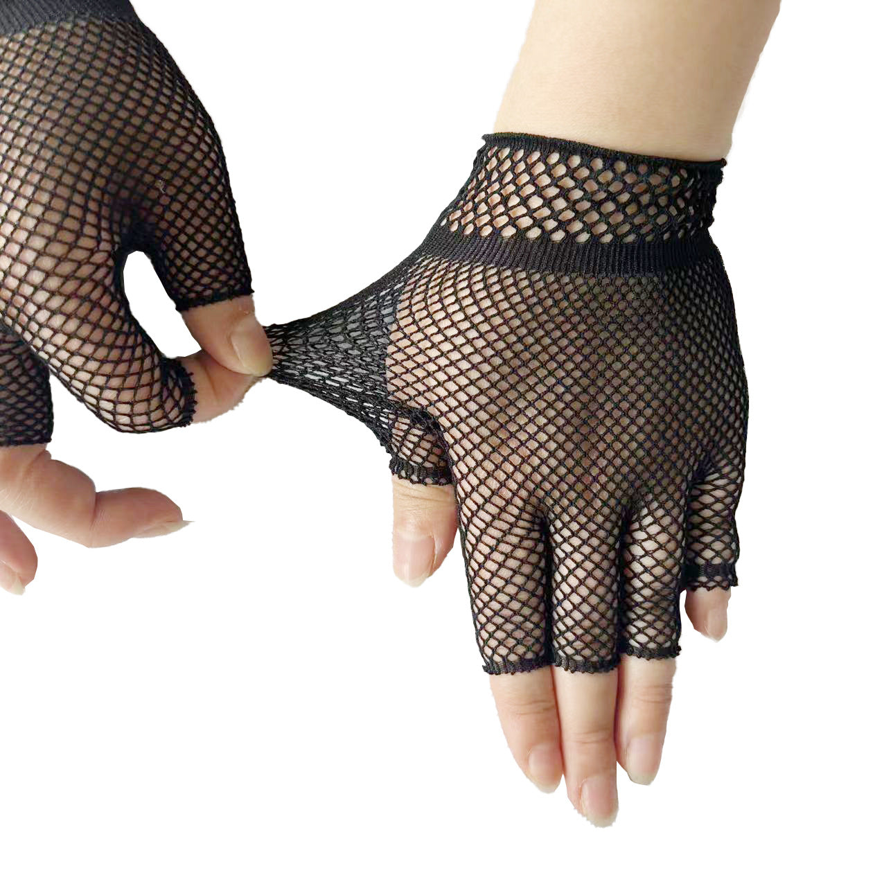 Fishnet Hot Summer High Black White Gloves