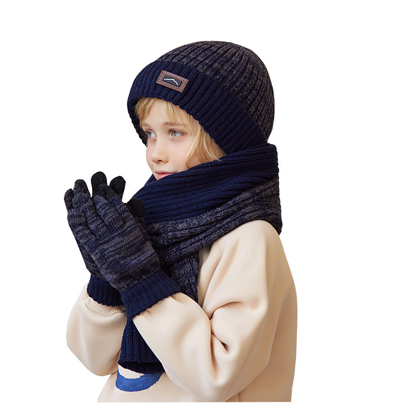 Children's Three-piece Winter Boy Outdoor Keep Warm Kids' Headwear