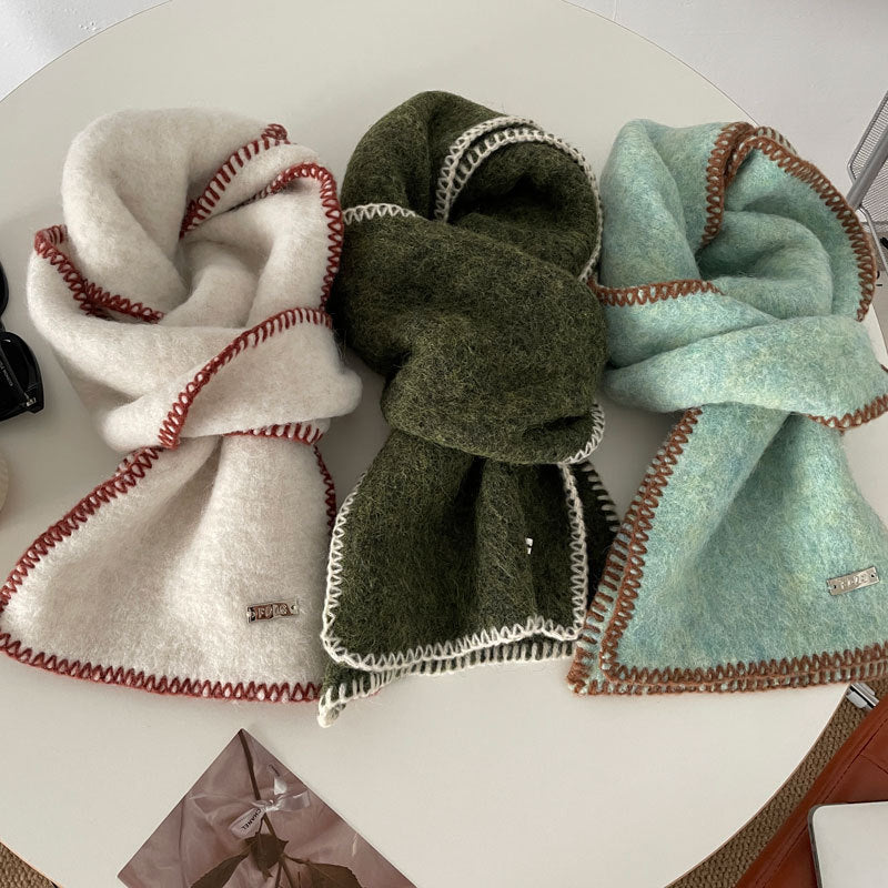 Women's Wool Lock Edge Small Style Korean Scarfs