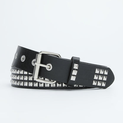 Women's & Men's Metal Pyramid Square Beads Decorative Rivets Belts