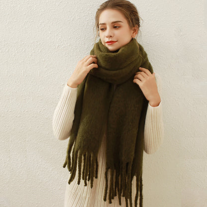 Women's Thick Warm Mohair Shawl Cashmere Silk Scarfs