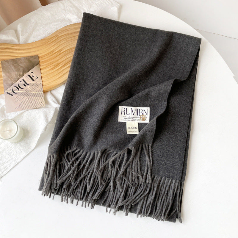 Women's Cashmere Metal Label Shawl High-grade Loose Feeling Scarfs