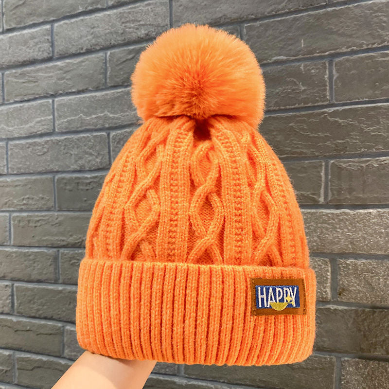 Women's Fleece-lined Woolen Hat Thickened Warm Knitted Hats & Caps