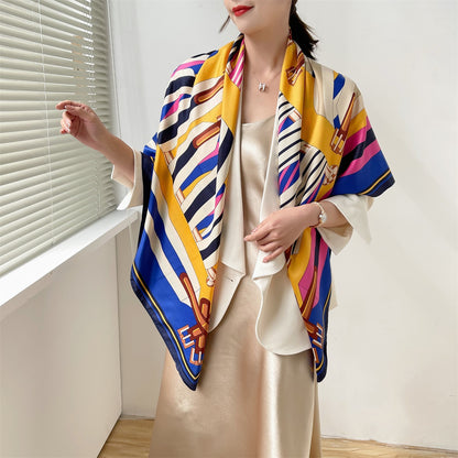 Leather Twill Artificial Silk Printed Large Scarfs