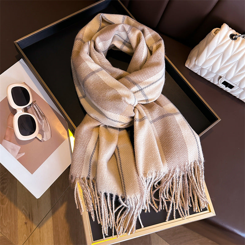 Style Plaid Winter Male Female Thickened Scarfs