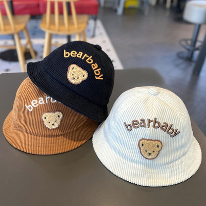 Style Hat Corduroy Cute Bear Bucket Kids' Headwear