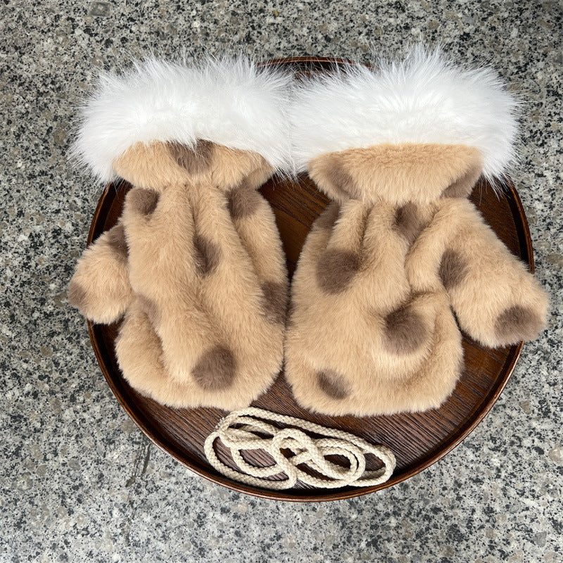 Imitation Rabbit Fur Mittens Plush Warm Gloves