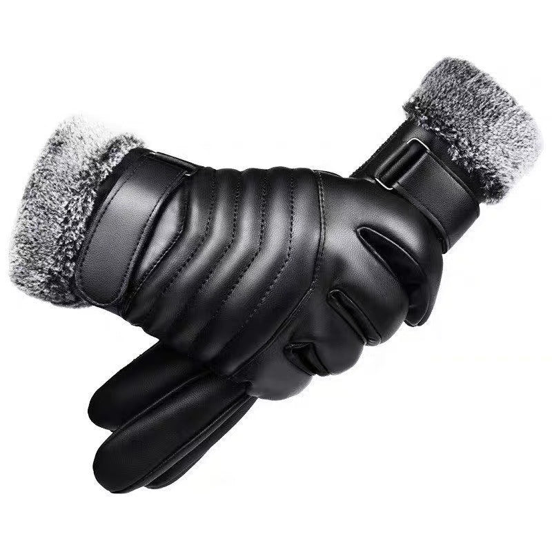 Men's Fleece Lined Padded Warm Keeping Riding Gloves