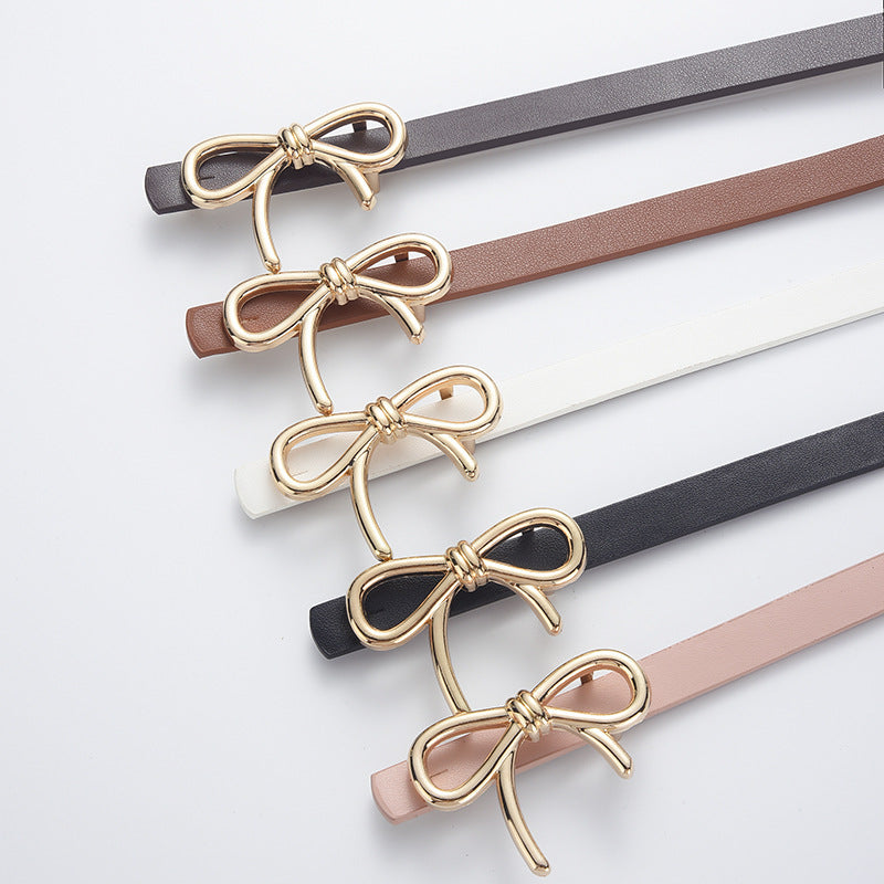 Women's Bow Decorative Leather High-grade Thin Clothing Belts