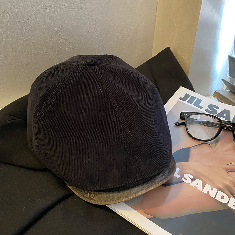 Women's Retro Corduroy Advance Beret Small Peak Hats & Caps