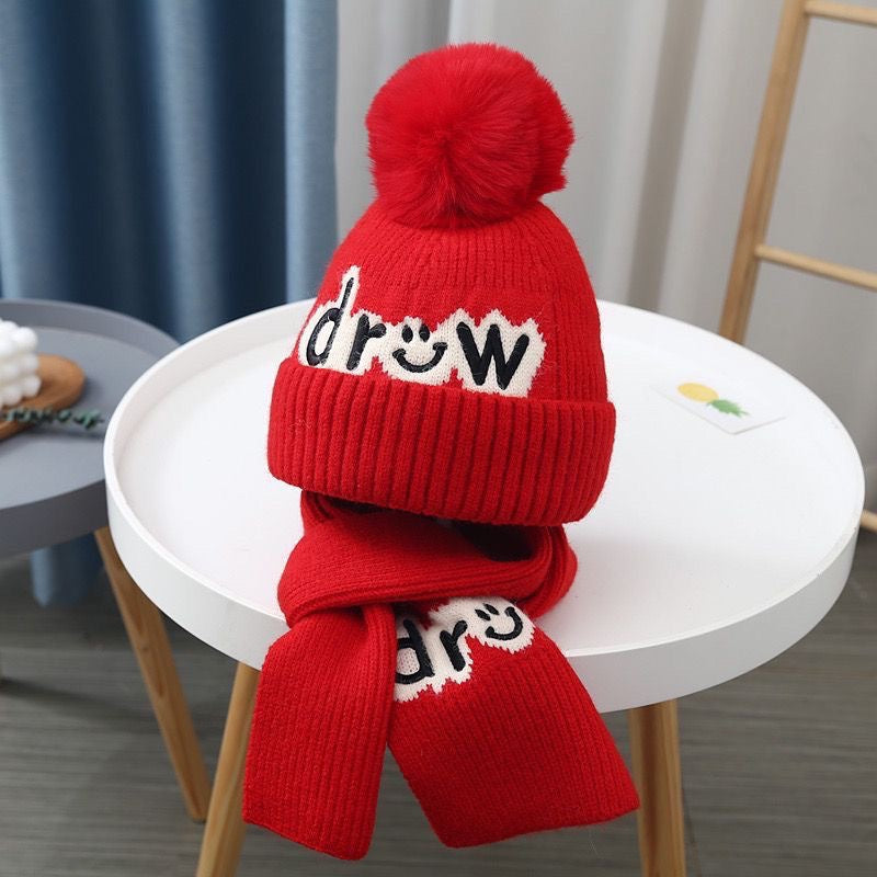 Children's Hat Suit Boys Winter Thermal Pure Kids' Headwear