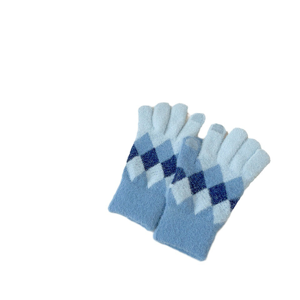 Female Winter Cold Protection Thickening Touch Gloves